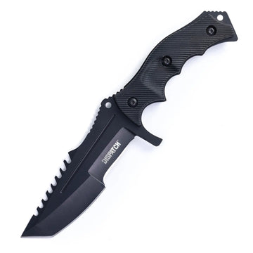 8.5" Full Tang Fixed Blade Knife Dagger Serrated Blade Back With Sheath